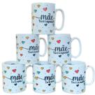 Jogo 18 canecas 300ml Frases Mãe - Kit Porcelana - Decoração Caneca Completa Corações