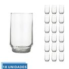Jogo 18 copo 300ml Vidro Lights Suco Agua Transparente Nadir