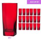 Jogo 18 Copos Vidro Bali Quadrado Luxo 320ml Vermelho