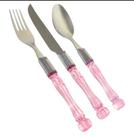 Jogo 18 Pç Aço Inox Cabo Acrílico Rosa 22cm Lyor.
