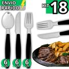 Jogo 18 Talheres Inox com Cabo Plástico Garfo Faca Colher Completo para Refeições
