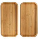 Jogo 2 Bandeja Bambu Lavabo Decorativa Café Madeira 28cm