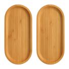 Jogo 2 Bandejas Bambu Lavabo Decorativa Café Madeira 28cm