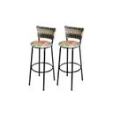 Jogo 2 Banqueta Alta Para Cozinha Ratan Cappuccino Premium Preta Estofado Cerveja