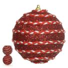Jogo 2 Bolas De Natal Decorada Vermelho E Branco Brilho 10cm Jogo 2 Bolas De Natal Decorada Vermelho E Branco Brilho 10cm