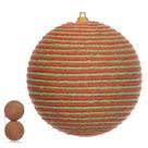 Jogo 2 Bolas De Natal Decorada Vermelho E Verde 10cm Jogo 2 Bolas De Natal Decorada Vermelho E Verde 10cm