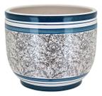 Jogo 2 cachepô cerâmica azul vaso decorativo enfeite casa Jogo 2 cachepô cerâmica azul vaso decorativo enfeite casa