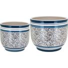 Jogo 2 Cachepô Cerâmica Azul Vaso Decorativo Planta Jogo 2 Cachepô Cerâmica Azul Vaso Decorativo Planta