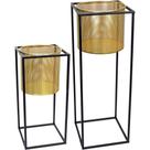 Jogo 2 Cachepô Decorativo Vaso Planta Home&co Metal Dourado - G:70x25x25 P:48x22x22 Cm Jogo 2 Cachepô Decorativo Vaso Planta Home&co Metal Dourado - G:70x25x25 P:48x22x22 Cm