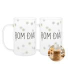 Jogo 2 Caneca de Vidro para Cappuccino Café Chá Bom Dia Resistente a Calor 280ml Wolff