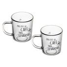 Jogo 2 Caneca de Vidro Preciso de Café para Levantar Lyor 200ml
