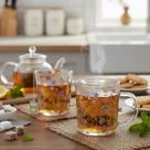 Jogo 2 Canecas de Vidro Lyor Jardim Encantado 200ml Elegância Floral para seu Chá e Café