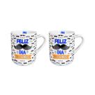 Jogo 2 Canecas Porcelana Pai Bigode 280ml, Ideais para Cestas, Dia Dos Pais, Presentes
