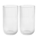Jogo 2 Copo de Vidro Alto para Água Suco Lines Transparente 430ml Wolff