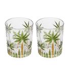 Jogo 2 Copos De Whisky água Baixo Cristal Coqueiro Palm Tree Wolff 340ml