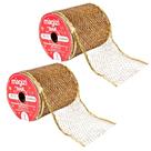 Jogo 2 Fitas Aramada Decorativa Natal Dourada Glitter Luxo Telada 10cm x 9m Ideal para Laços, Árvores e Guirlandas Jogo 2 Fitas Aramada Decorativa Natal Dourada Glitter Luxo Telada 10cm x 9m Ideal para Laços, Árvores e Guirlandas