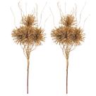 Jogo 2 Galhos Natalino Haste 4 Buchinhos Glitter Bronze Prime 46cm x 15cm