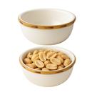 Jogo 2 Mini Bowl Molheira de Cerâmica Branco com Borda de Bambu Scalla 100ml