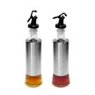 Jogo 2 Peças Azeiteiro e Vinagreiro 300ml de Aço Inox Vidro C/ Dosador