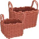 JOGO 2 PEÇAS CESTA ORGANIZADORA DECORATIVA HOME&CO TECIDO TERRACOTA - G:31x27x27 P:26x21x21 cm
