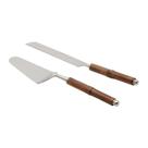 Jogo 2 Peças Para Bolo De Aço Inox Com Cabo De Bamboo Escuro Wolff - R30355