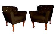 Jogo 2 Poltronas Capitone Estofada Manu Luxo Para Recepção - Suede - Sv Decor