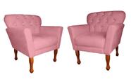 Jogo 2 Poltronas Capitone Estofada Manu Luxo Para Recepção - Suede - Sv Decor