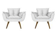 Jogo 2 Poltronas Decorativa Estofada Para Consultório Opala Suede Branco - LM DECOR