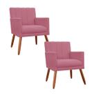 Jogo 2 Poltronas Decorativa Para Sala de Sala de Estar Cecília Suede Rosa Barbie - INCASA DECOR