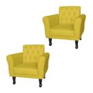 Jogo 2 Poltronas Decorativas Para Sala de Espera Classic Corano Amarelo - LM DECOR