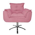 Jogo 2 Poltronas Estofada Consultório Base Giratória de Metal Opala Suede Rosa Barbie - LM DECOR