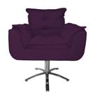 Jogo 2 Poltronas Estofada Consultório Base Giratória de Metal Opala Suede Roxo - LM DECOR