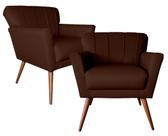 Jogo 2 Poltronas Estofada Para Recepção Confortável - Suede - Sv Decor