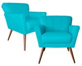Jogo 2 Poltronas Estofada Para Recepção Confortável - Suede - Sv Decor