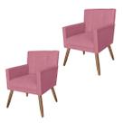 Jogo 2 Poltronas Estofadas Para Quarto Closet Onix Suede Rosa Barbie - LM DECOR