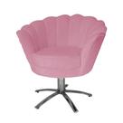 Jogo 2 Poltronas Para Sala Comercial Base Giratória de Metal Pétala Suede Rosa Barbie - LM DECOR