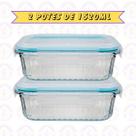 Jogo 2 Potes Canelado 1520ml Airfryer Microondas Freezer
