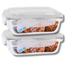 Jogo 2 Potes de Vidro Hermético Marmita Tampa 4 Travas 370ml