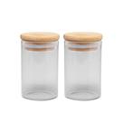 Jogo 2 Potes Hermético Porta Mantimento Vidro Borossilicato Tampa Bambu 90ml - Wolff