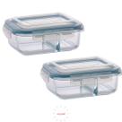 Jogo 2 Potes Vidro Com Divisória Hermético Marmita 1040 ml Jogo 2 Potes Vidro Com Divisória Hermético Marmita 1040 ml