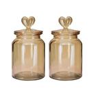 Jogo 2 Potes Vidro Hermético Âmbar Decor Afeto Coração 1 Litro - Tuut Jogo 2 Potes Vidro Hermético Âmbar Decor Afeto Coração 1 Litro - Tuut