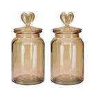 Jogo 2 Potes Vidro Hermético Âmbar Decor Afeto Coração 1310ml - Tuut Jogo 2 Potes Vidro Hermético Âmbar Decor Afeto Coração 1310ml - Tuut