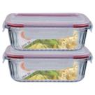 Jogo 2 Potes Vidro Hermetico Retangular Canelado 1040ml Jogo 2 Potes Vidro Hermetico Retangular Canelado 1040ml