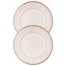 Jogo 2 Prato de Sobremesa Cerâmica Linear Branco Premium 20cm Lyor