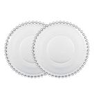 Jogo 2 Prato de Sobremesa Cristal Pearl Clear Transparente Bolinha Wolff 19cm