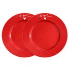 Jogo 2 Prato de Sobremesa de Porcelana Vermelho Coração Lamour 19,5cm Haüskraft