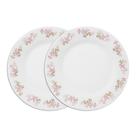 Jogo 2 Prato de Sobremesa de Vidro Flowers Pink 20cm Em Casa Tem