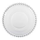Jogo 2 Prato Raso de Cristal Wolff Pearl Clear Bolinha Transparente 27cm