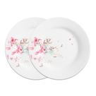Jogo 2 Prato Raso de Vidro Branco Flowers Bord 25,5cm Em Casa Tem