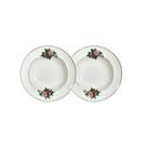 Jogo 2 Pratos Fundos De Porcelana Decorados C/ Filete Jogo 2 Pratos Fundos De Porcelana Decorados C/ Filete